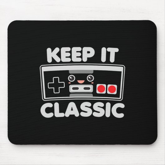 Game Controller Houd het Clic Humor 80s Retro Dark Muismat (Voorkant)