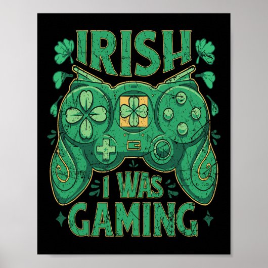 Game Controller Ierse Gamer Boys St Patricks Dag Poster (Voorkant)