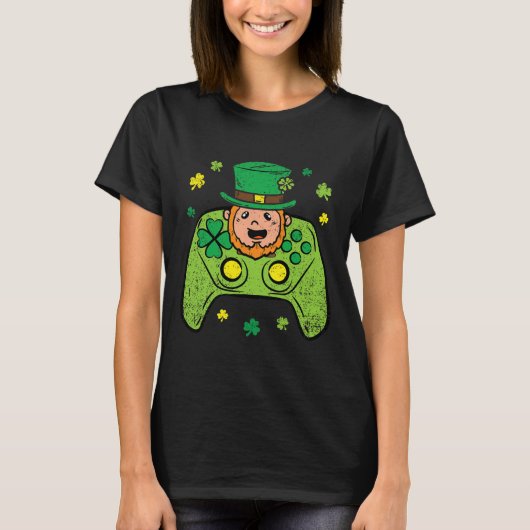 Game Controller Kabouter St. Patrick's Day Gamer G T-shirt (Voorkant)