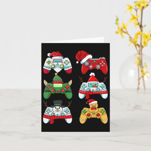 Game Controller Kerstman Elf Gamer Boys XMA Kaart (Gele Bloem)