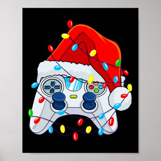 Game Controller Kerstman Hoed Gamer Jongens 1 Poster (Voorkant)