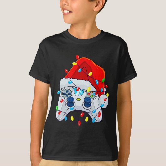 Game Controller Kerstman Hoed Gamer Jongens 1 T-shirt (Voorkant)