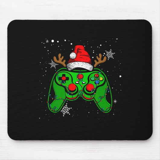 Game Controller Kerstman Hoed Gamer Jongens 2 Muismat (Voorkant)
