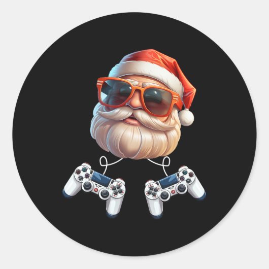 Game Controller Kerstmis Gamer Gaming Enthousiast Ronde Sticker (Voorkant)