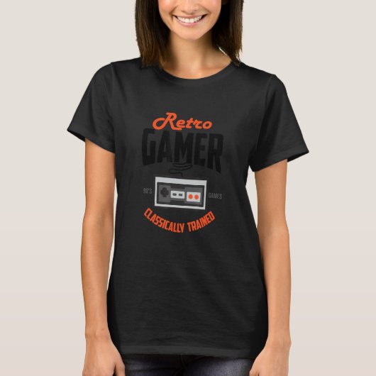 Game Controller klassiek opgeleid Oranje Retro T-shirt (Voorkant)
