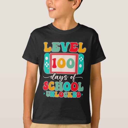 Game Controller Level 100 dagen school voltooid T-shirt (Voorkant)