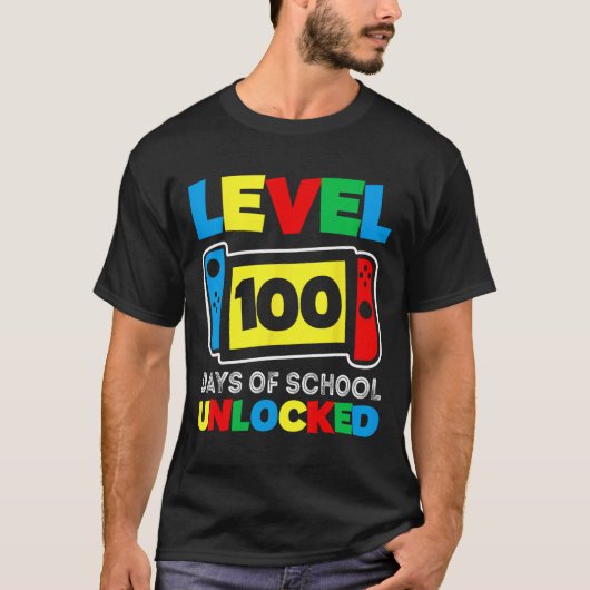 Game Controller Level 100 dagen school voltooid T-shirt (Voorkant)