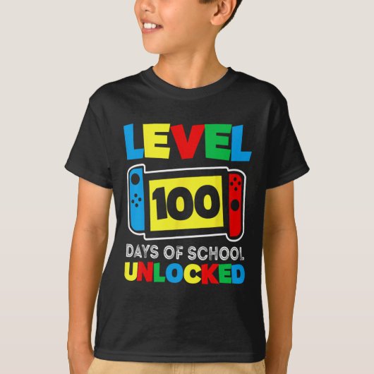 Game Controller Level 100 dagen school voltooid T-shirt (Voorkant)