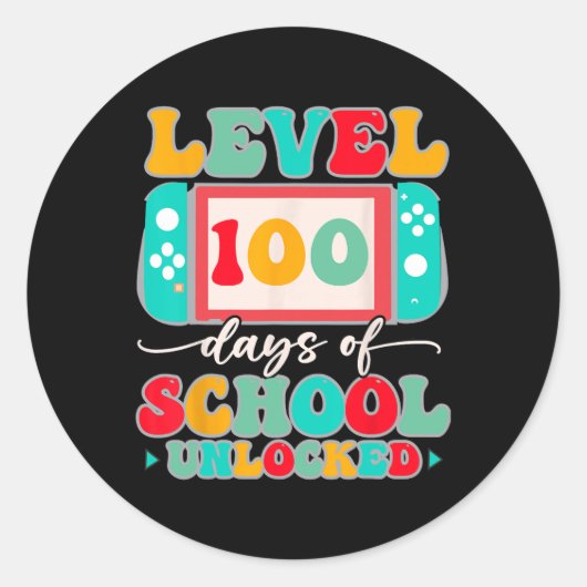Game Controller Level 100 dagen van de school volt Ronde Sticker (Voorkant)