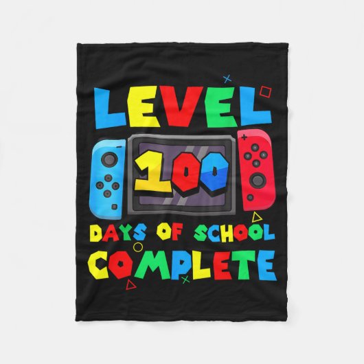 Game Controller Level 100 Days Of School Complete Fleece Deken (Voorkant)