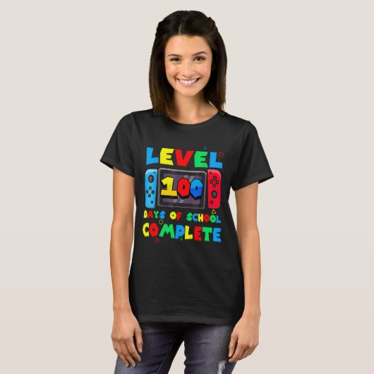 Game Controller Level 100 Days Of School Complete  T-shirt (Voorkant volledig)