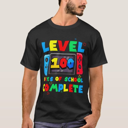 Game Controller Level 100 Days Of School Complete  T-shirt (Voorkant)