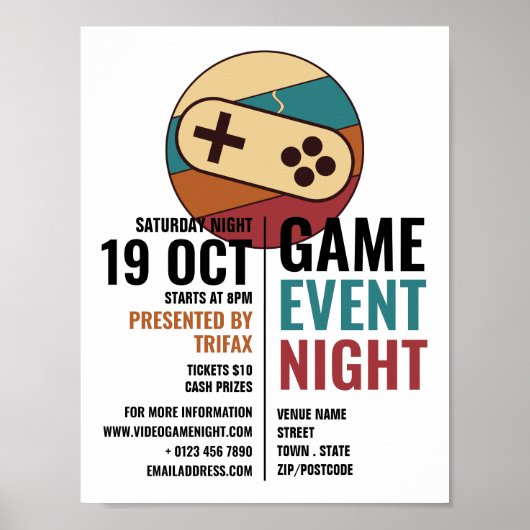 Game Controller Logo, Video Gamer Event Advert Poster (Voorkant)