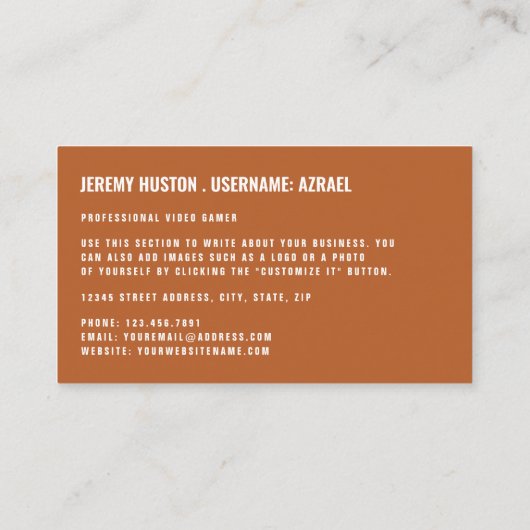 Game Controller Logo, videokanser Visitekaartje (Achterkant)