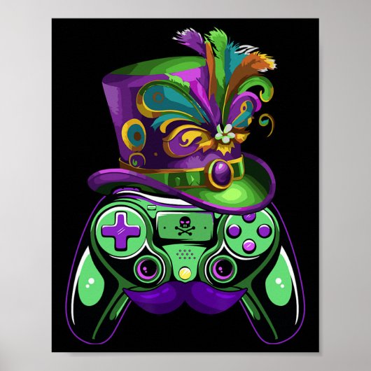 Game Controller Mardi Gras Gamers Kinder Meisjes M Poster (Voorkant)