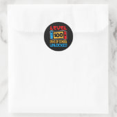 Game Controller niveau 100 dagen van school ontgre Ronde Sticker (Tas)