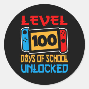 Game Controller niveau 100 dagen van school ontgre Ronde Sticker