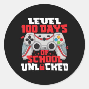 Game Controller niveau 100 dagen van school ontgre Ronde Sticker