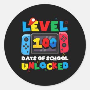 Game Controller niveau 100 dagen van school ontgre Ronde Sticker