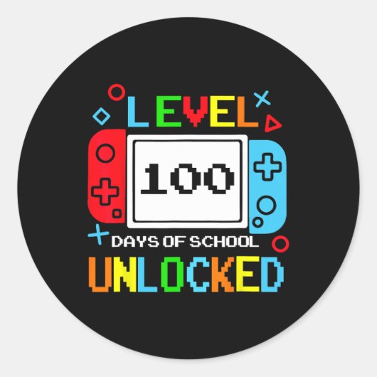 Game Controller niveau 100 dagen van school ontgre Ronde Sticker (Voorkant)