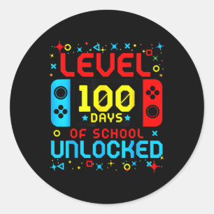 Game Controller niveau 100 dagen van school ontgre Ronde Sticker