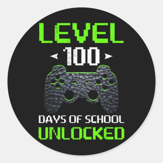 Game Controller niveau 100 dagen van school ontgre Ronde Sticker (Voorkant)