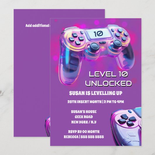 Game controller roze neon meisjes gamer verjaardag kaart (Voorkant / Achterkant)