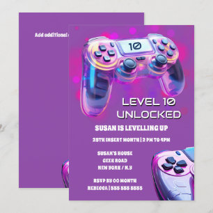 Game controller roze neon meisjes gamer verjaardag kaart