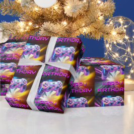 Game controller roze video gamer partij kinder cadeaupapier