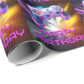 Game controller roze video gamer partij kinder cadeaupapier (Rol Hoek)