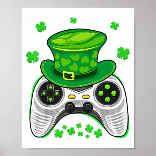 Game Controller Shamrock Gamer St Patricks Day Gam Poster (Voorkant)