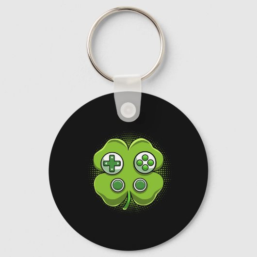 Game Controller Shamrock St Patricks Day Gamer Boy Sleutelhanger (Voorkant)