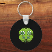 Game Controller Shamrock St Patricks Day Gamer Boy Sleutelhanger (Voorkant)