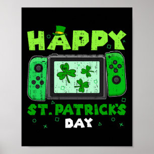 Game Controller Shamrock St Patricks Day Gamer spe Poster