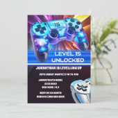 Game controller video games neon elke leeftijd gee kaart (Staand voorkant)