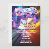 Game controller video neon starburst meisjes kaart (Voorkant)