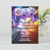 Game controller video neon starburst meisjes kaart (Staand voorkant)