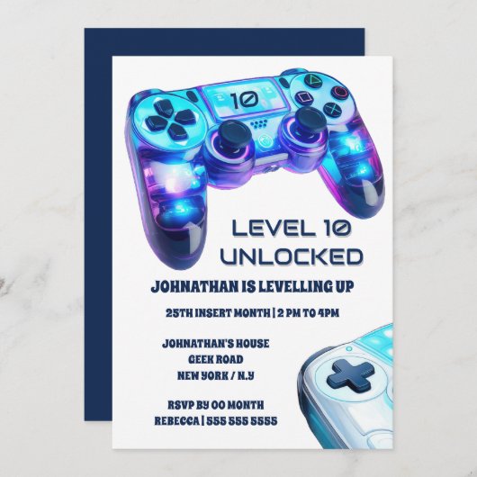 Game controller videospel op niveau ontgrendeld kaart (Voorkant / Achterkant)