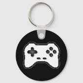 Game Controller Zwart Wit 8bit Videospel Stijl Sleutelhanger (Voorkant)