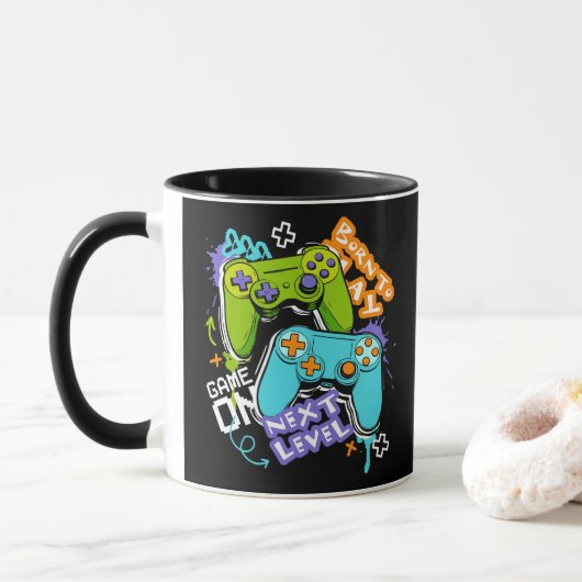 Game controllers Graffiti Gamen Geboren om te spe Mok (Met donut)