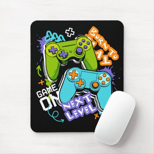 Game controllers Graffiti Gamen Geboren om te spe Muismat (Met muis)