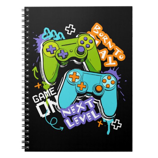 Game controllers Graffiti Gamen Geboren om te spe Notitieboek (Voorkant)