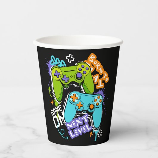 Game controllers Graffiti Gaming Born To Play Papieren Bekers (Voorkant)