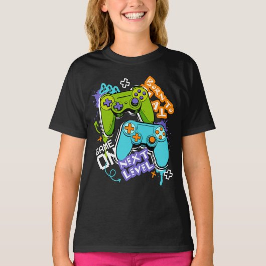 Game controllers Graffiti  Gaming Born To Play  T-shirt (Voorkant)