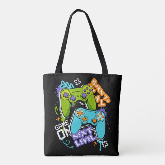 Game controllers Graffiti  Gaming Born To Play  Tote Bag (Achterkant)