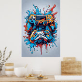 Game Controllers met Drip Paint Poster (Keuken)