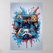 Game Controllers met Drip Paint Poster (Voorkant)