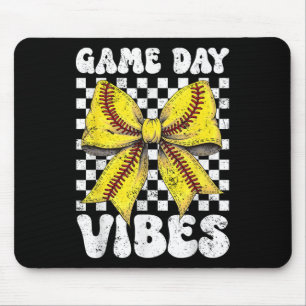Game Dag Vibes Coquette Bow Softbal Mama Softbal Muismat