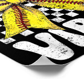 Game Dag Vibes Coquette Bow Softbal Mama Softbal Poster (Hoek)