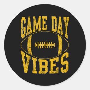 Game Dag Vibes Geel Football  Verontwaardigd Ronde Sticker
